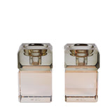 Taupe/Beige Crystai candlestick -SET 2