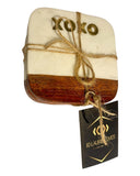Xoxo marble & wood coasters