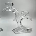 2 x Art Deco Crescent Candle sticks