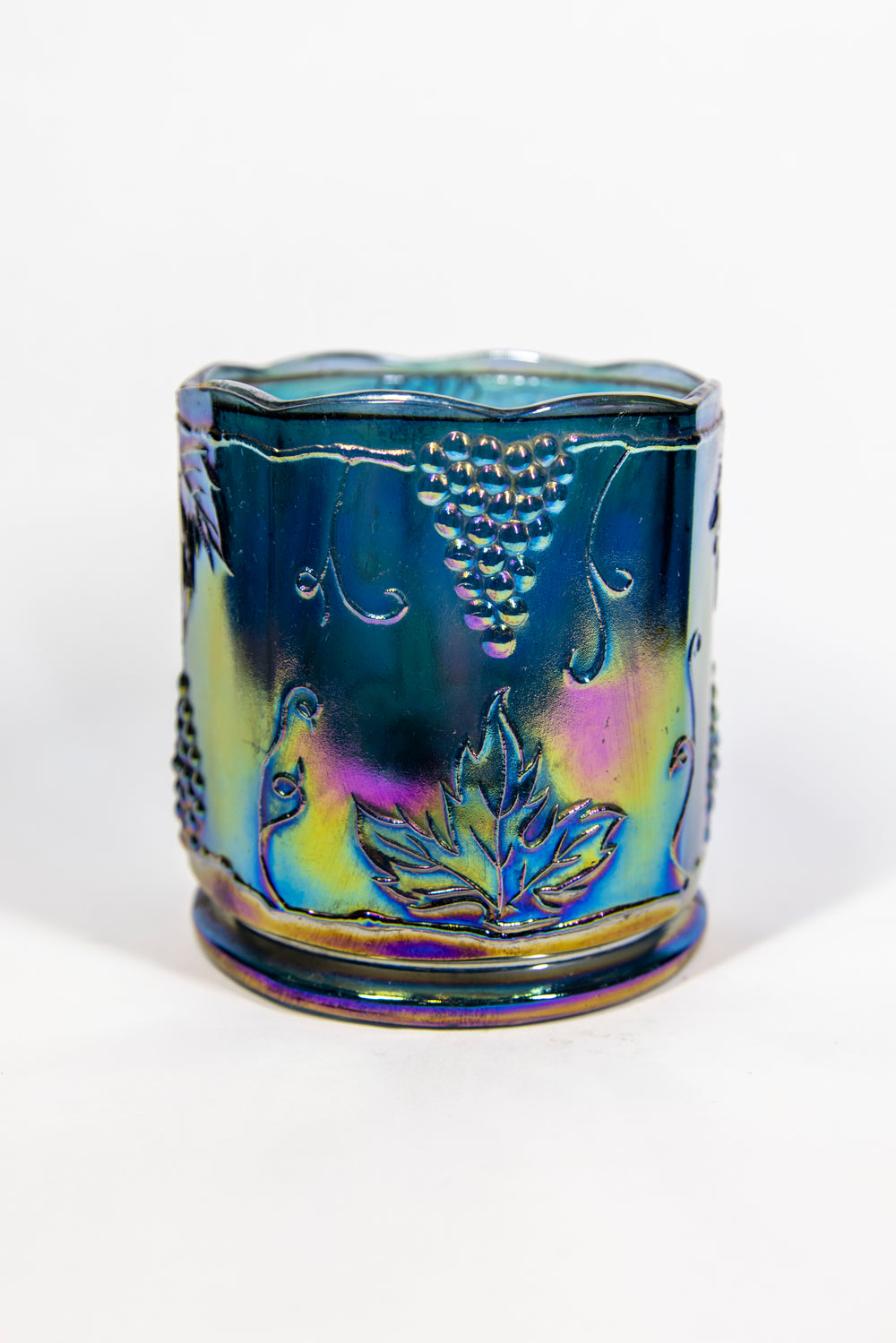 Vintage Blue Iridescent Carnival Glass