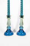 Blue Tall Glass Candleholder