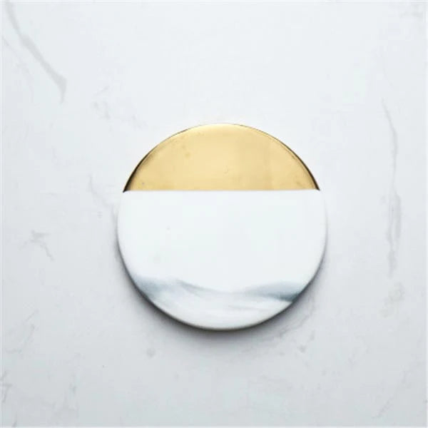 Marble & Gold round coasters
