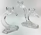 2 x Art Deco Crescent Candle sticks