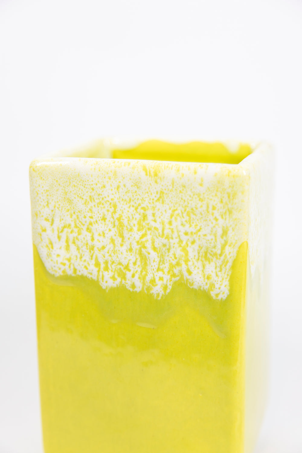 Vintage Lime Green Square Vase