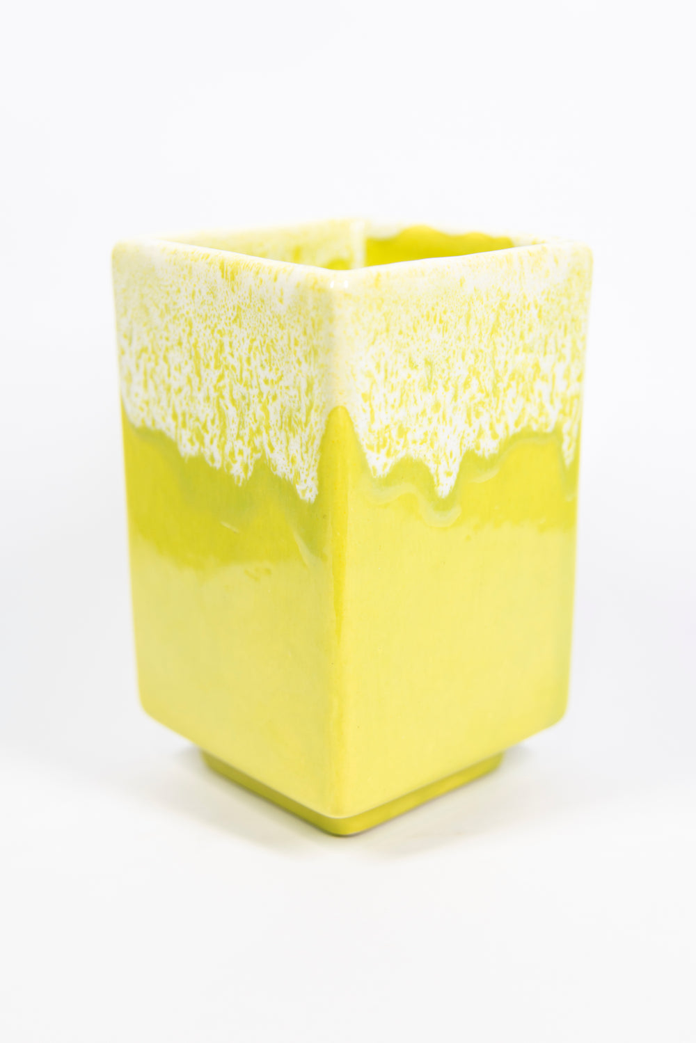 Vintage Lime Green Square Vase