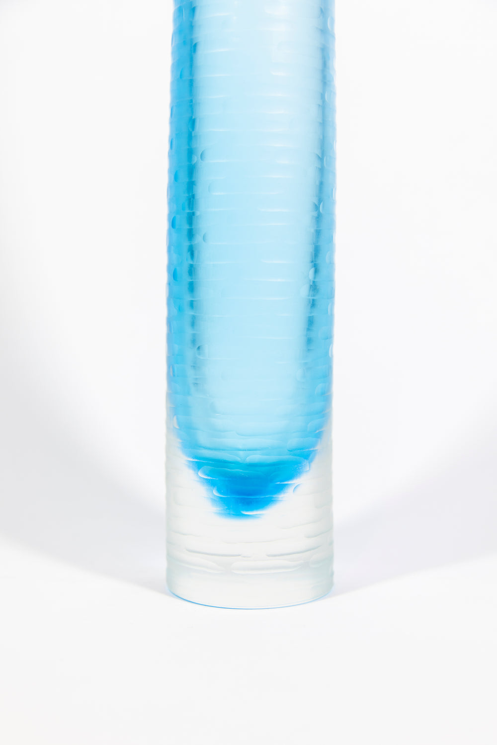 Etched Tall Blue Vase