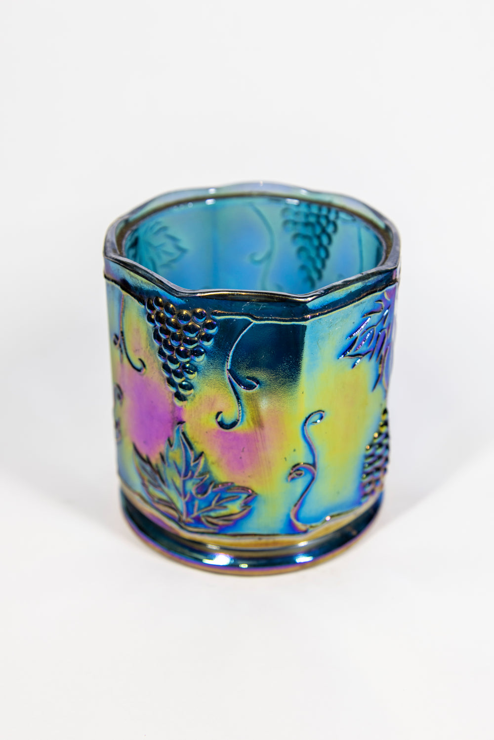 Vintage Blue Iridescent Carnival Glass