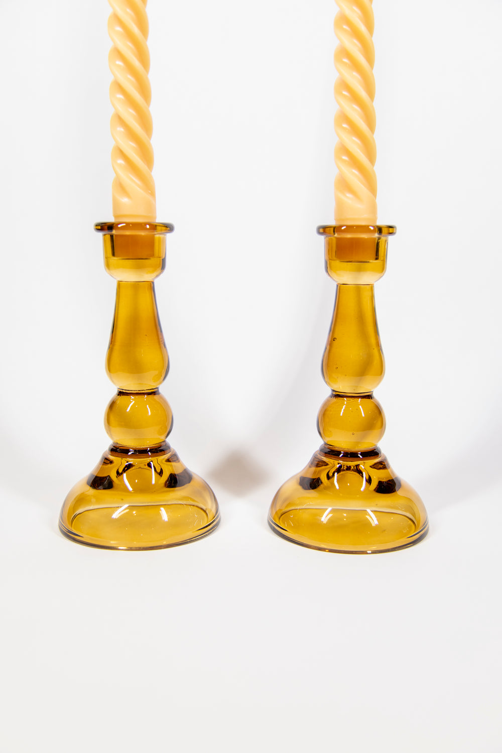 Amber Tall Glass Candleholder