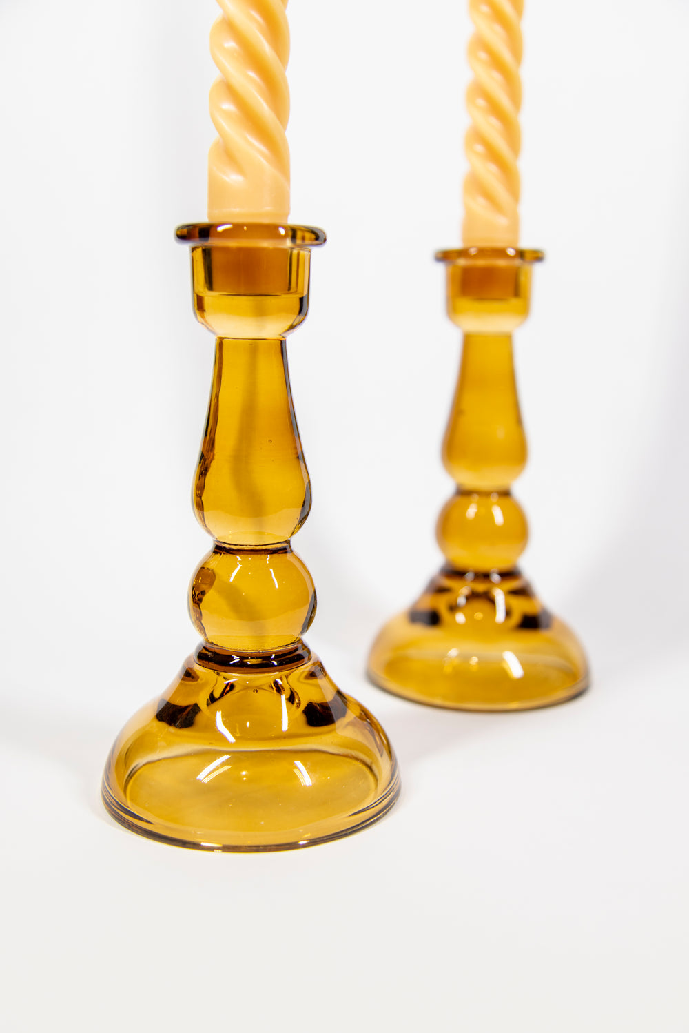 Amber Tall Glass Candleholder